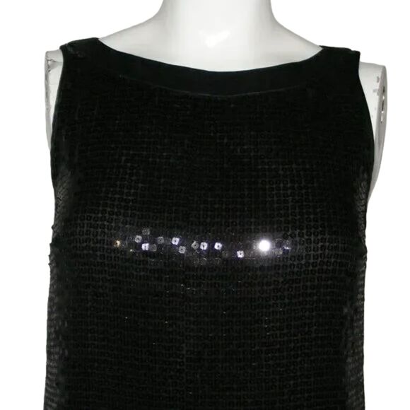 FOR LOVE & LIBERTY Evening Mini Dress, XS, Black, Square Sequins, Sleeveless - Picture 4 of 13